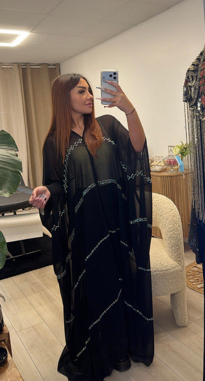 Abaya Kimono Transparente à Strass