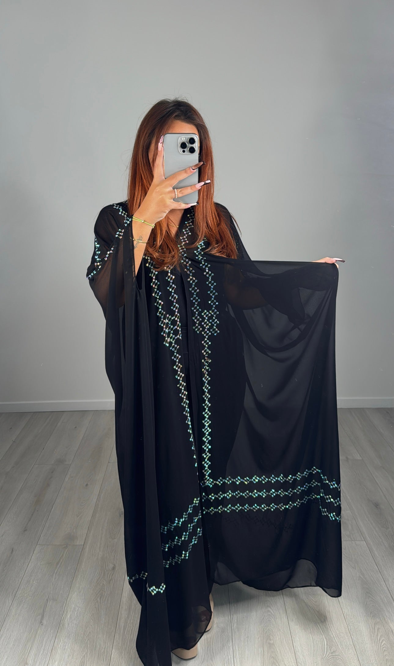 Abaya Kimono Transparente à Strass
