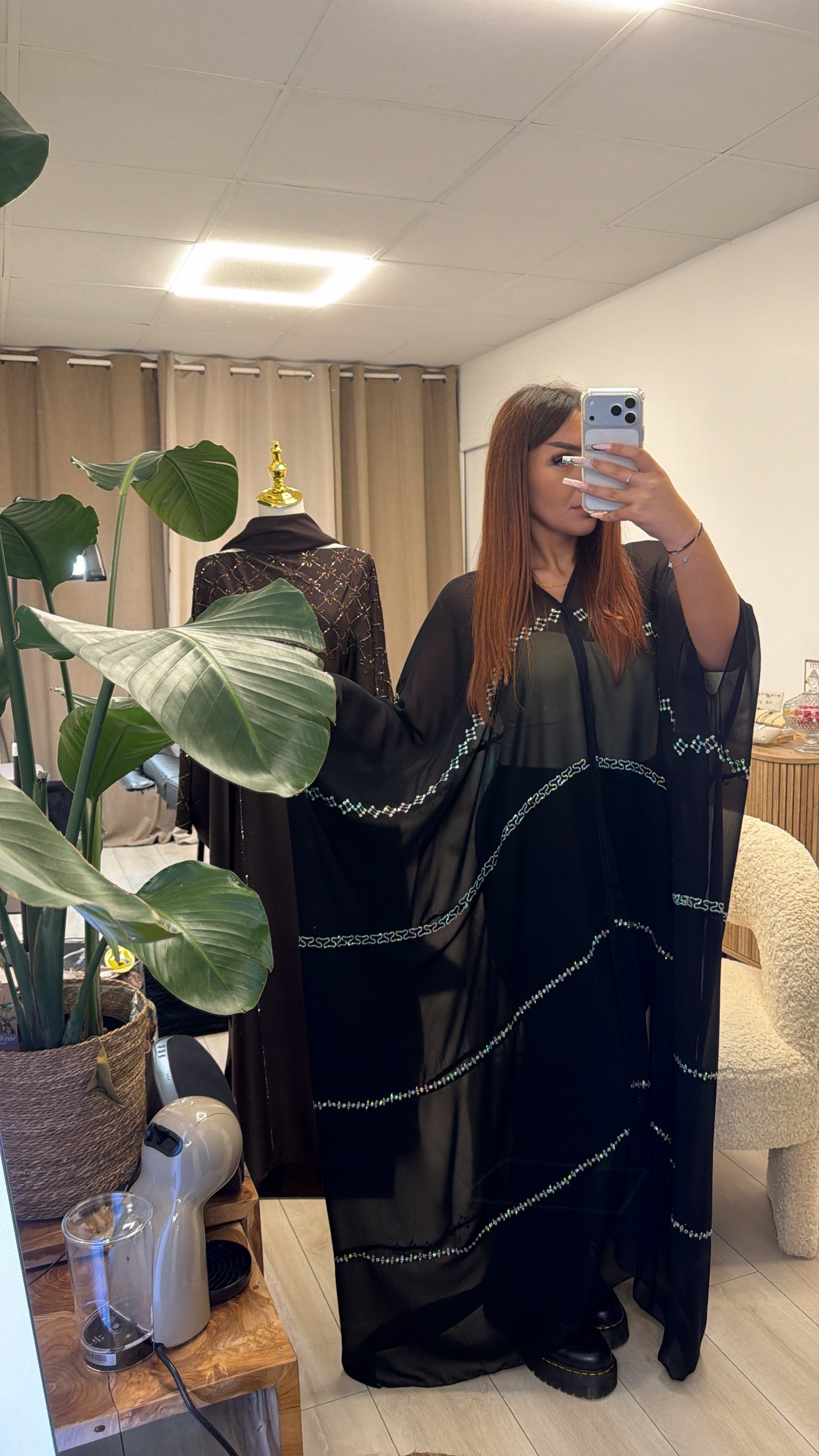 Abaya Kimono Transparente à Strass