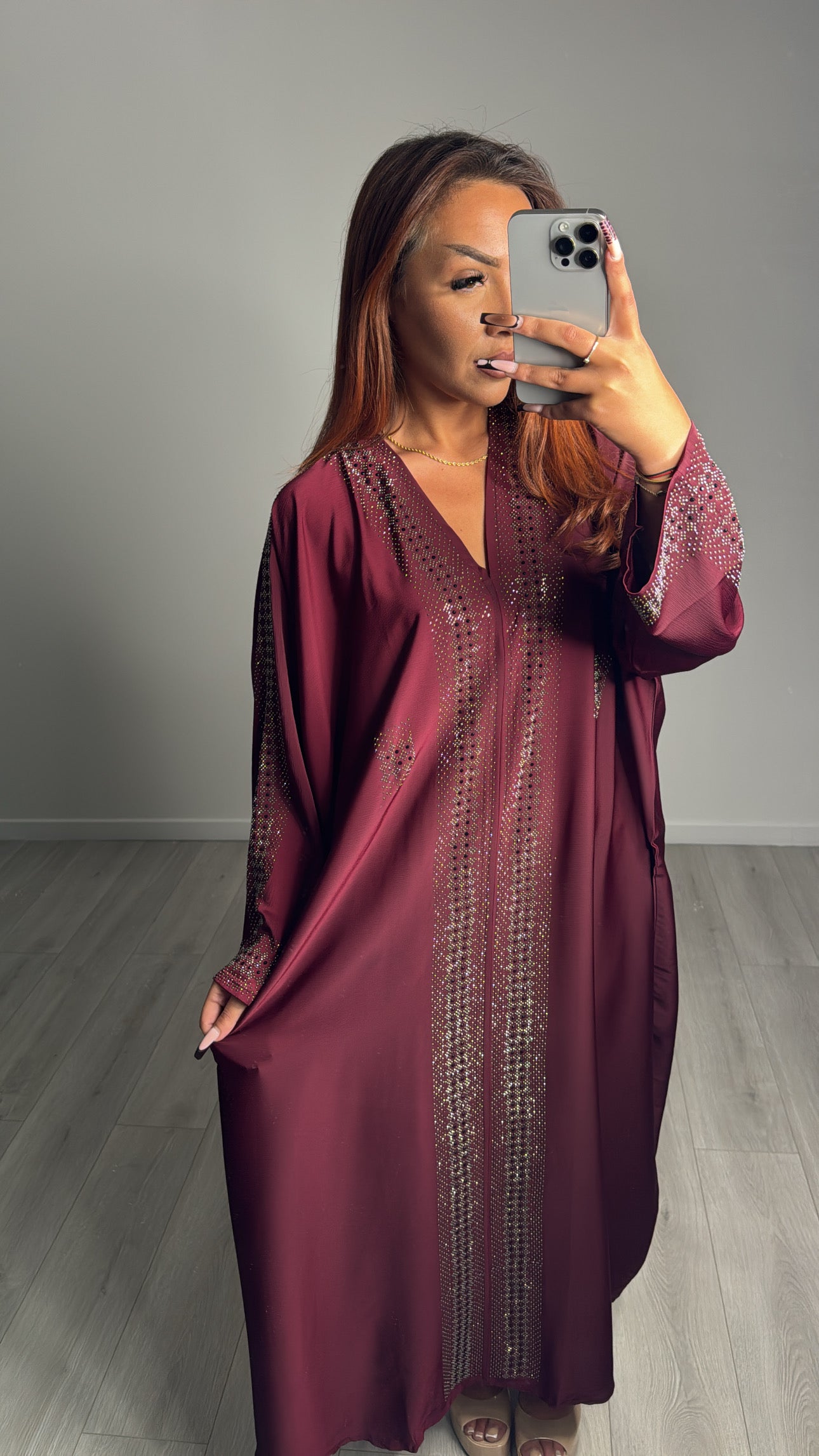 Abaya Eclat Impérial Bordeaux