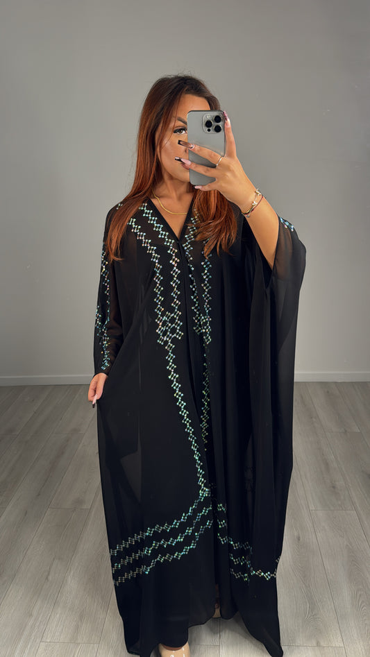 Abaya Kimono Transparente à Strass
