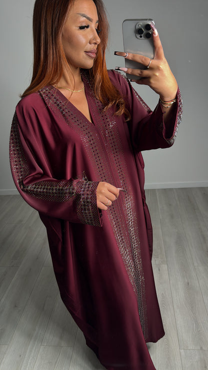 Abaya Eclat Impérial Bordeaux