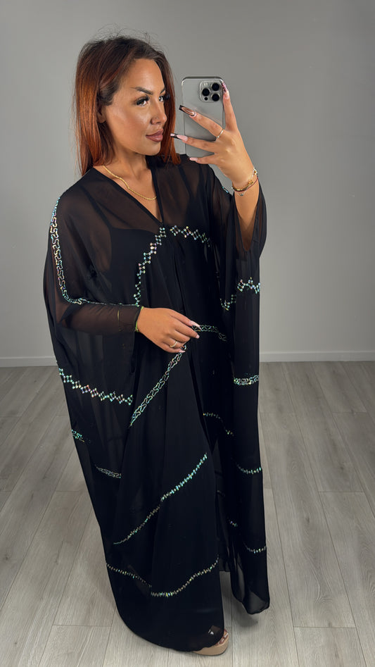 Abaya Kimono Transparente à Strass